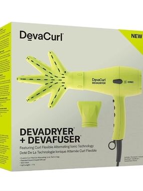 DevaCurl DevaDryer with DevaFuser diffuser attachment Factoy Sealed